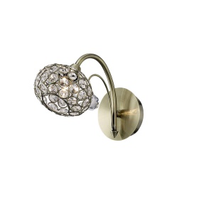 Cara Antique Brass Crystal Wall Lights Diyas Armed Wall Lights Cara Antique Brass Crystal Wall Lights Diyas Armed Wall Lights